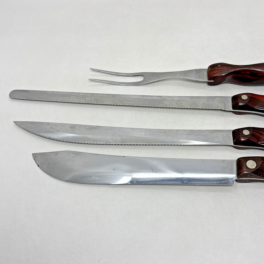 Cutco Knives 1022 1023 1024 Fork Spoons Ladle Lot of 7 Brown Handle - Picture 2 of 6